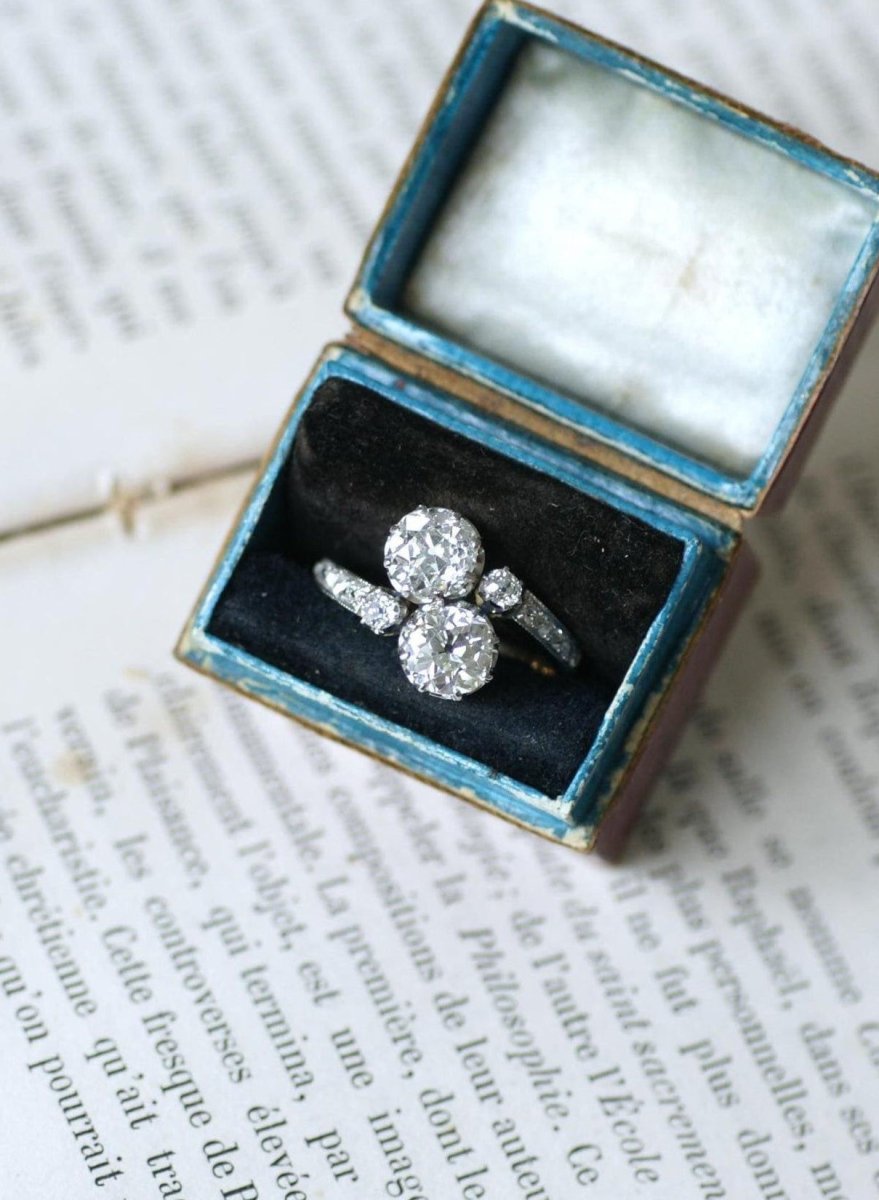 Bague Toi et Moi en or jaune, platine, et diamants - Castafiore