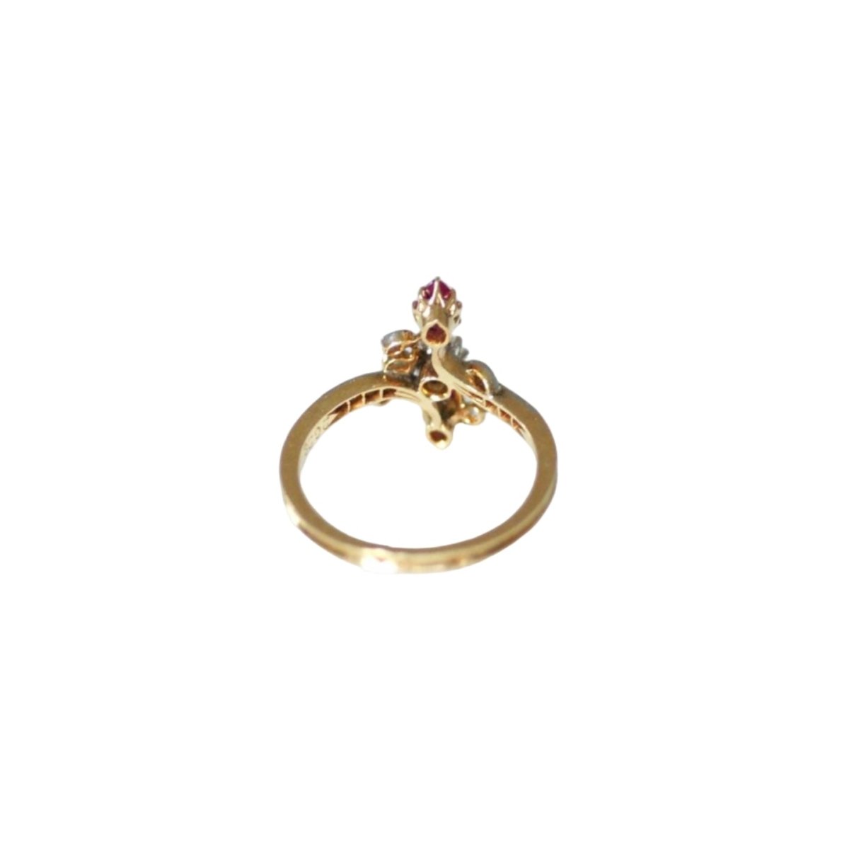 Bague Toi et Moi en or jaune, platine, rubis, et diamants - Castafiore