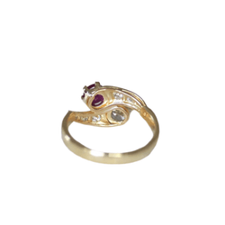 Bague Toi et Moi en or jaune, rubis et diamants - Castafiore