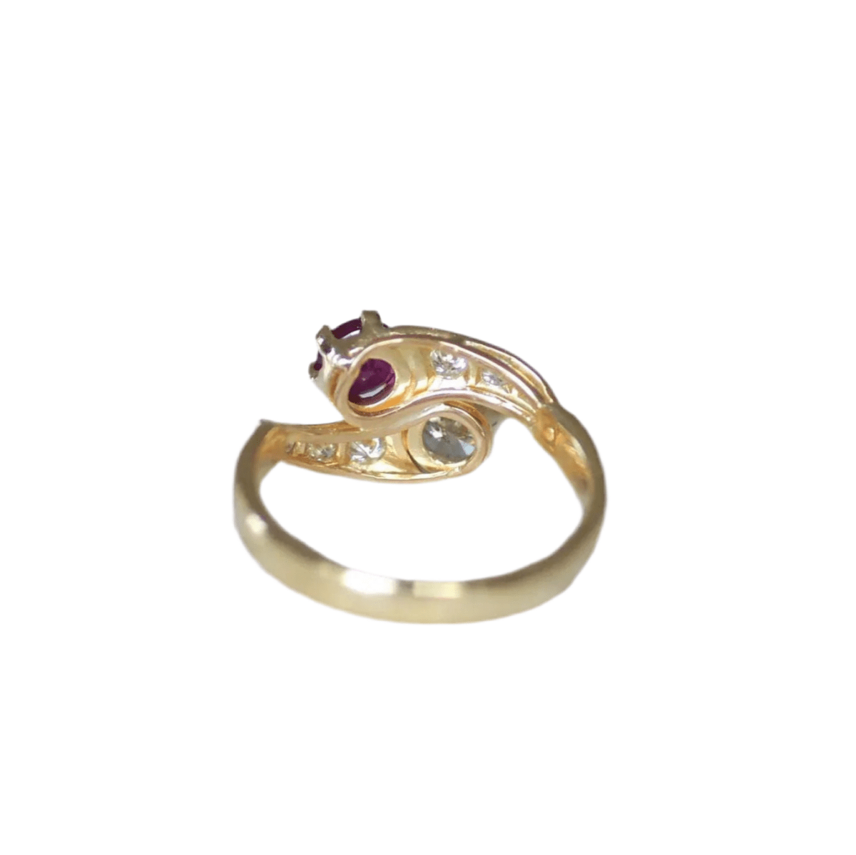 Bague Toi et Moi en or jaune, rubis et diamants - Castafiore