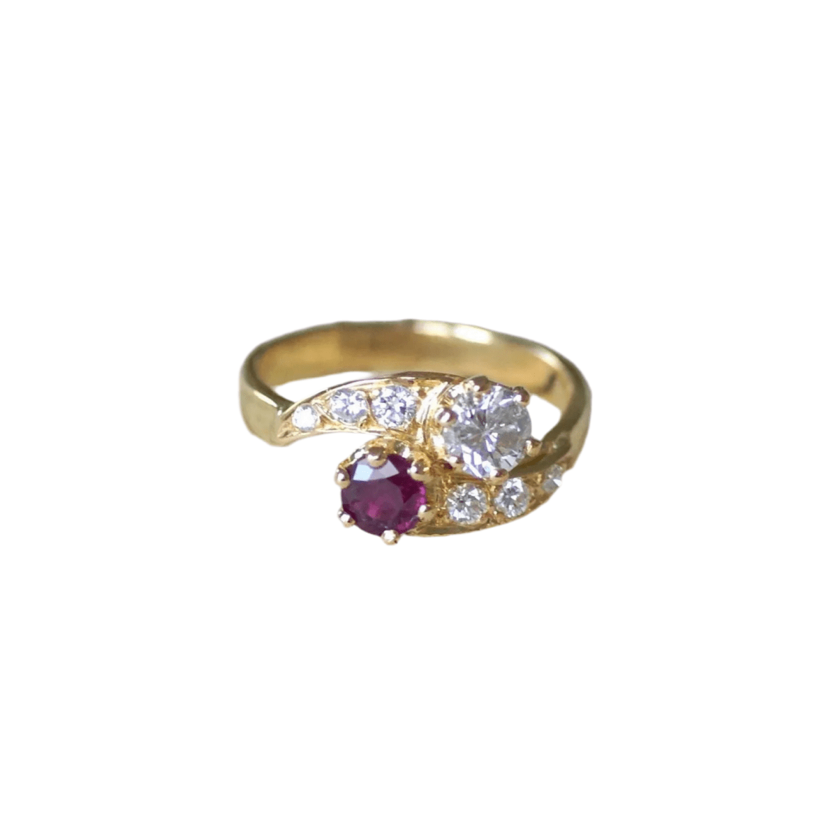 Bague Toi et Moi en or jaune, rubis et diamants - Castafiore