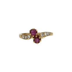 Bague Toi et Moi en or jaune, rubis et diamants - Castafiore