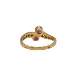 Bague Toi et Moi en or jaune, rubis et diamants - Castafiore