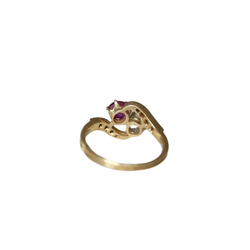 Bague Toi et Moi en or jaune, rubis et diamants - Castafiore