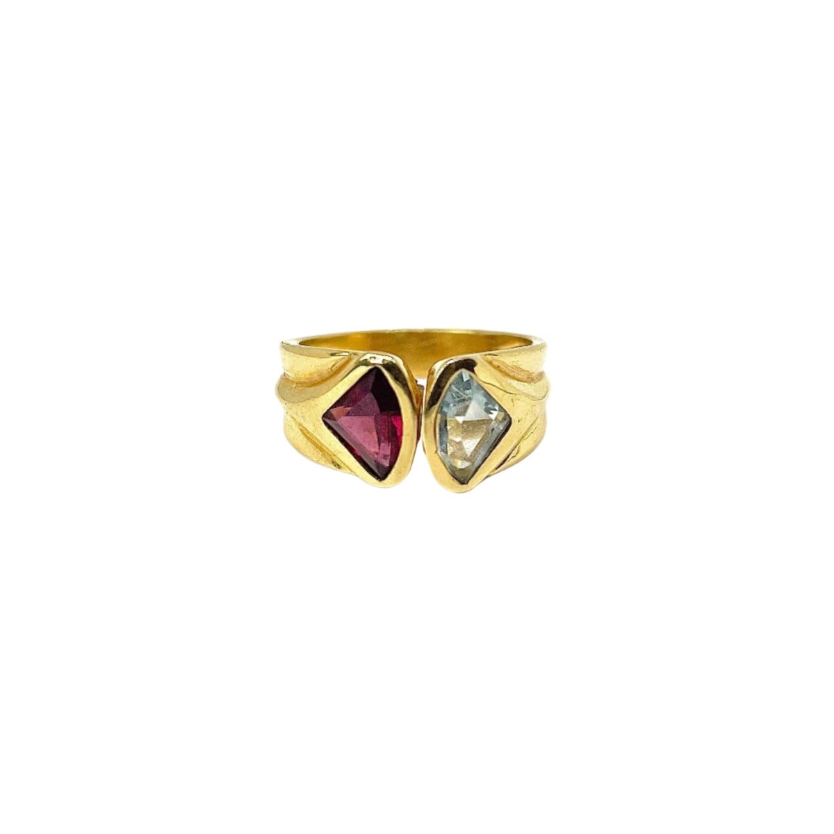 Bague Toi et Moi en or jaune, tourmaline et aigue - marine - Castafiore