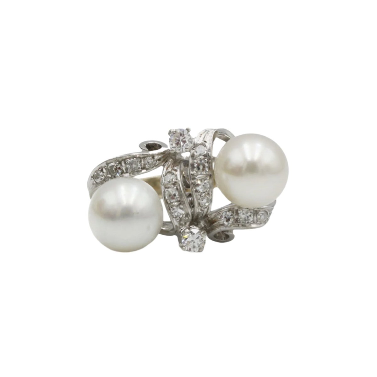 Bague Toi et Moi en or, perles et diamants - Castafiore