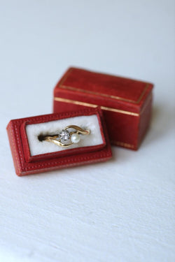 Bague Toi et Moi en Or Platine Perle et Diamant - Castafiore