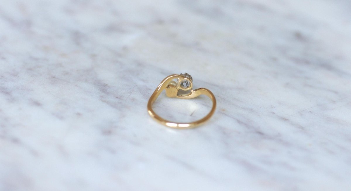 Bague Toi et Moi en Or Platine Perle et Diamant - Castafiore