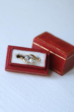 Bague Toi et Moi en Or Platine Perle et Diamant - Castafiore