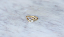 Bague Toi et Moi en Or Platine Perle et Diamant - Castafiore