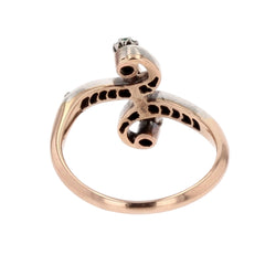 Bague Toi et Moi en or rose diamants émeraudes - Castafiore