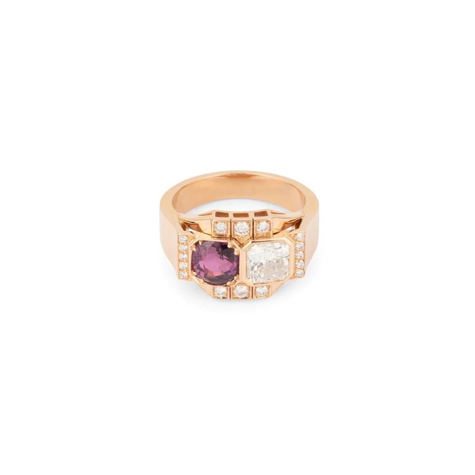 Bague "Toi et Moi" en or rose, diamants et rubis - Castafiore