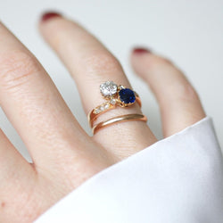 Bague Toi et Moi en or rose, platine, saphir, et diamant - Castafiore