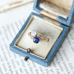 Bague Toi et Moi en or rose, platine, saphir, et diamant - Castafiore