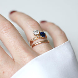 Bague Toi et Moi en or rose, platine, saphir, et diamant - Castafiore