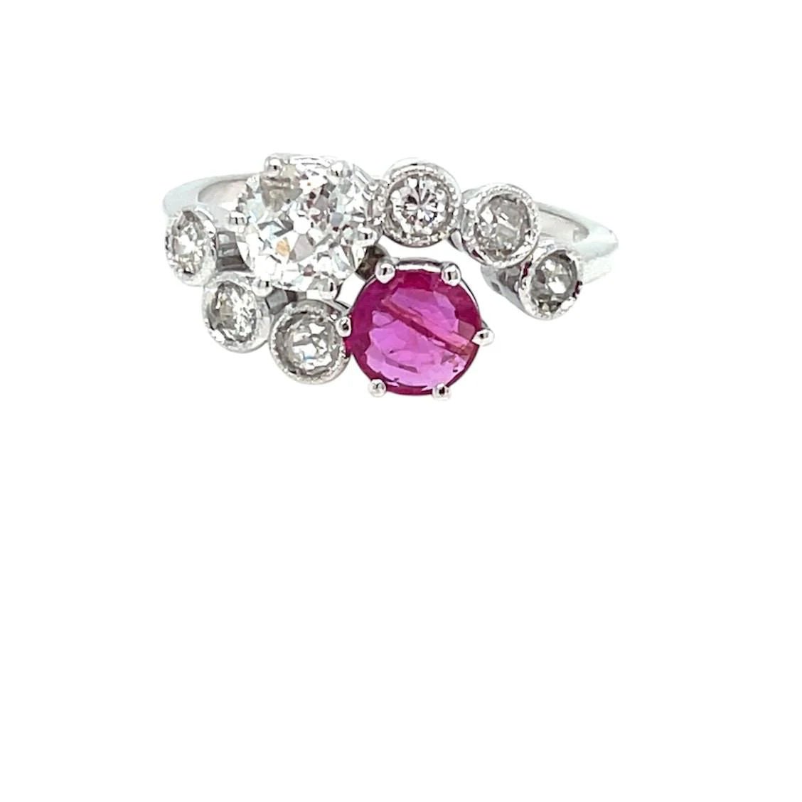 Bague Toi et Moi en or, rubis et diamants - Castafiore