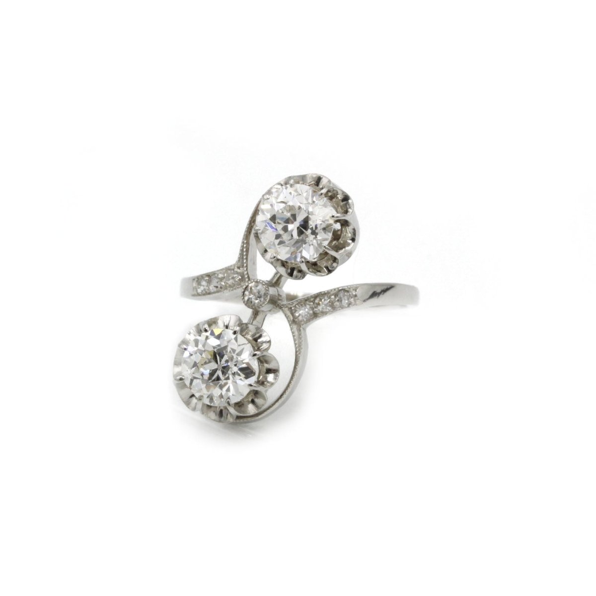 Bague Toi et Moi en platine et diamants - Castafiore