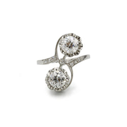 Bague Toi et Moi en platine et diamants - Castafiore