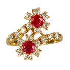 Bague toi et moi Fleurs or jaune, rubis et diamants - Castafiore