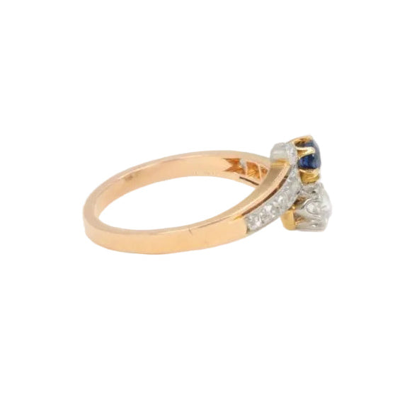 Bague Toi et Moi or jaune saphir et diamants - Castafiore