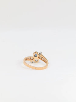 Bague Toi et Moi or jaune saphir et diamants - Castafiore