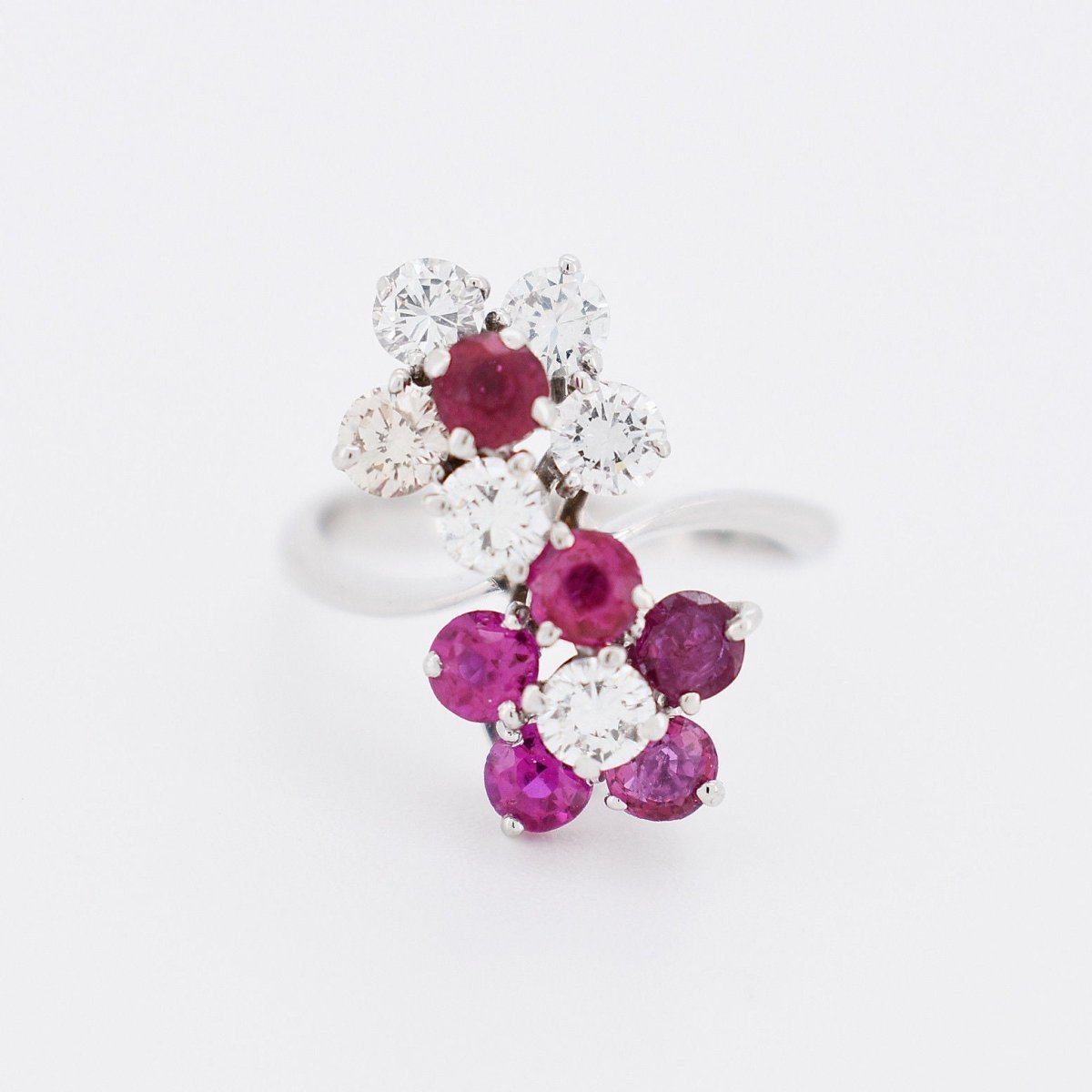 Bague Toi et Moi Or Rubis Diamants - Castafiore