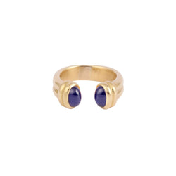 Bague Toi et Moi Ouverte en or jaune et Saphirs - Castafiore