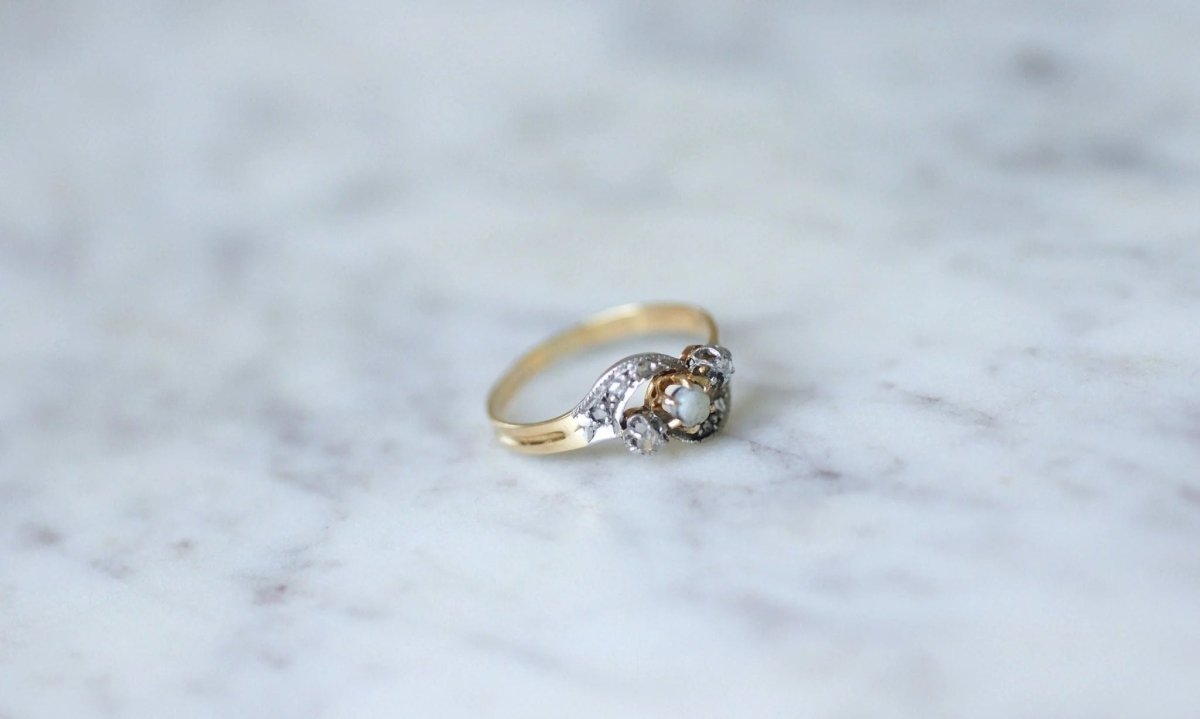 Bague Toi et Moi perle et diamants - Castafiore