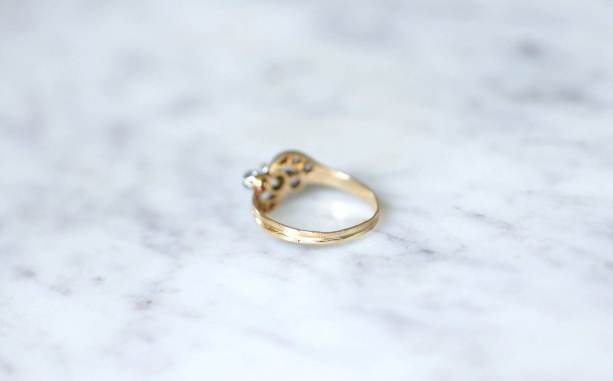 Bague Toi et Moi perle et diamants - Castafiore