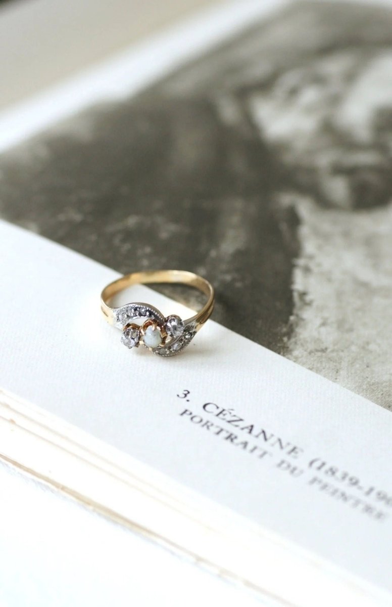 Bague Toi et Moi perle et diamants - Castafiore