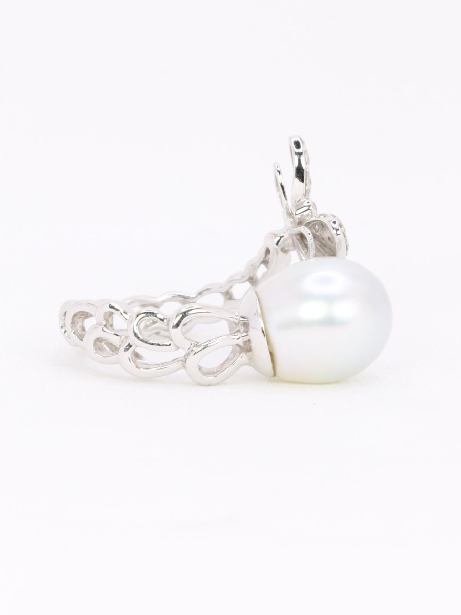 Bague toi et moi Perle & Papillon or blanc diamants - Castafiore