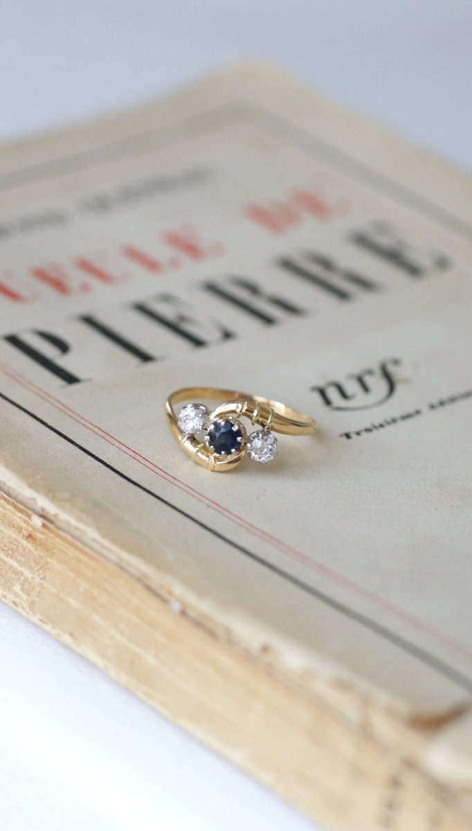 Bague toi et moi saphir, et diamants - Castafiore