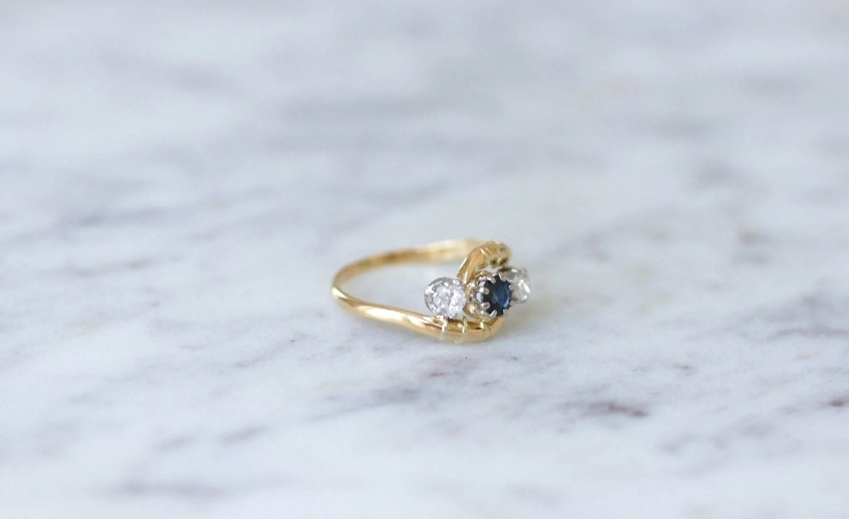 Bague toi et moi saphir, et diamants - Castafiore