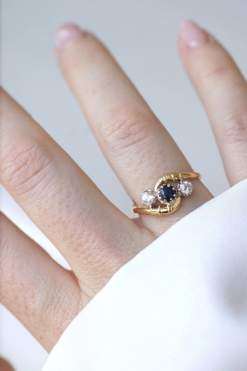 Bague toi et moi saphir, et diamants - Castafiore