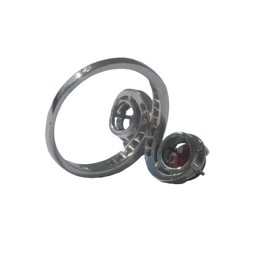 Bague Toi et Moi tourbillons XIXe Grenats Diamants Platine - Castafiore