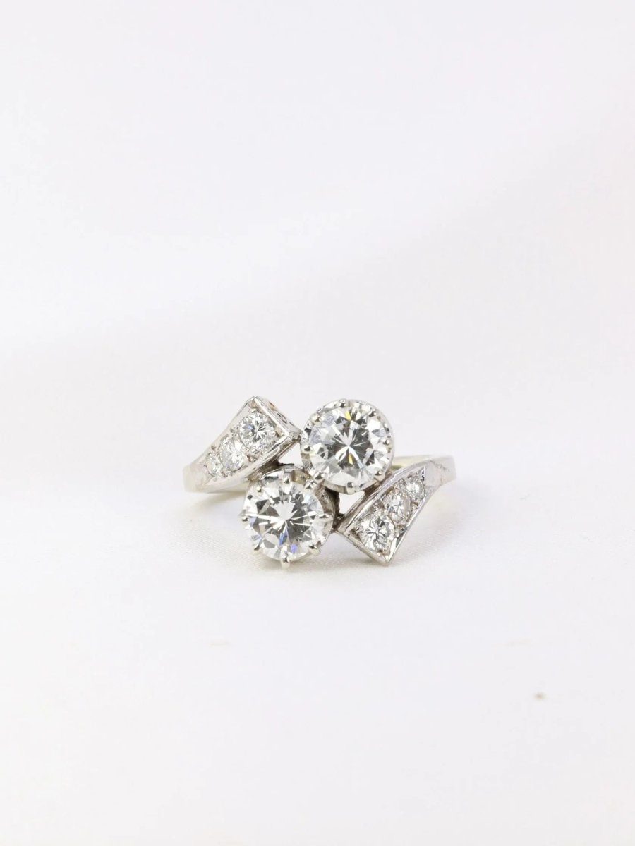 Bague toi et moi vintage en or et diamants 1.6 ct - Castafiore