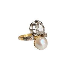 Bague Toi & Moi Belle Epoque en or jaune 18k et platine - Castafiore