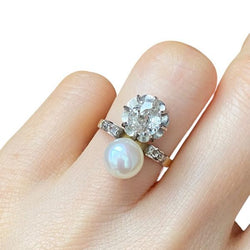 Bague Toi & Moi Belle Epoque en or jaune 18k et platine - Castafiore