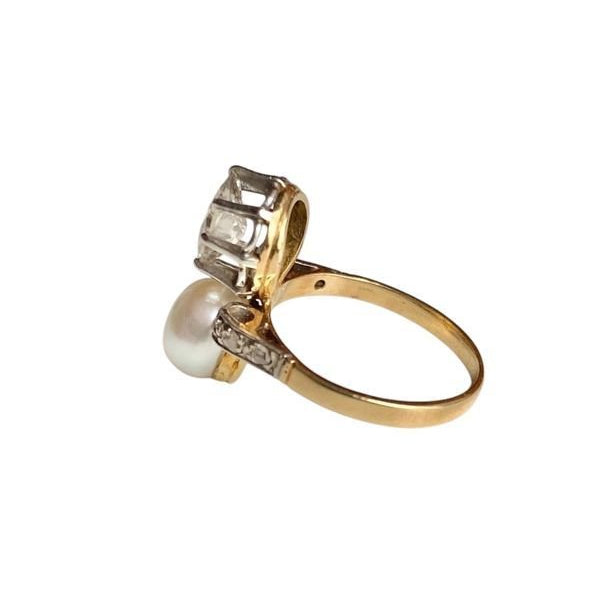 Bague Toi & Moi Belle Epoque en or jaune 18k et platine - Castafiore