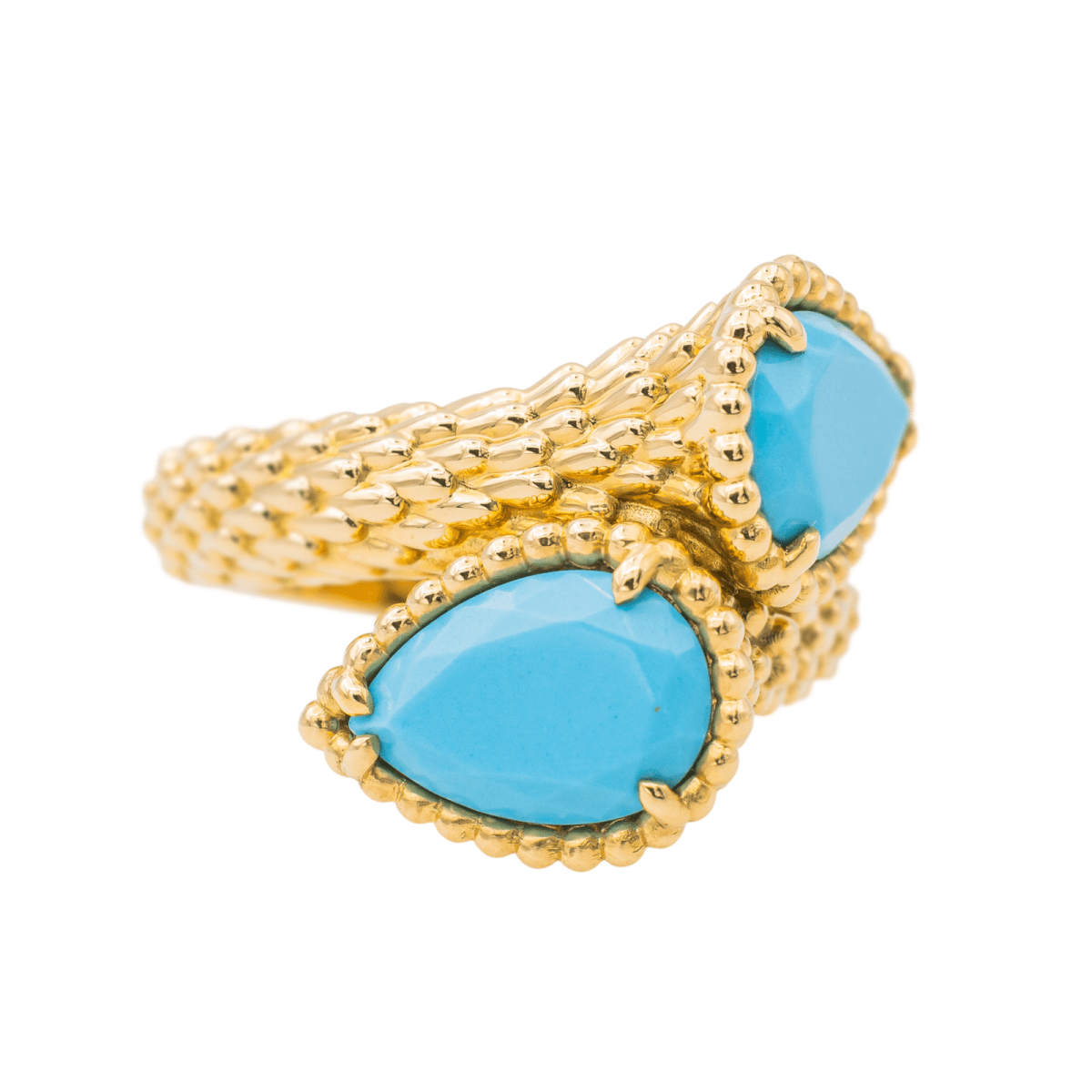 Bague Toi & Moi BOUCHERON "Serpent Bohème" en or jaune et turquoises - Castafiore