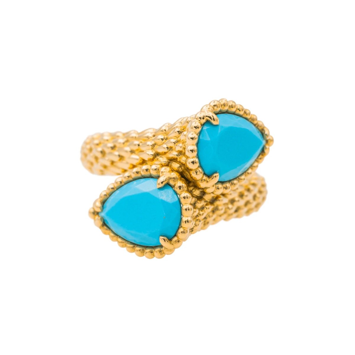 Bague Toi & Moi BOUCHERON "Serpent Bohème" en or jaune et turquoises - Castafiore