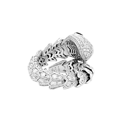 Bague Toi & Moi BULGARI "Serpenti", en or blanc, émeraudes et diamants - Castafiore