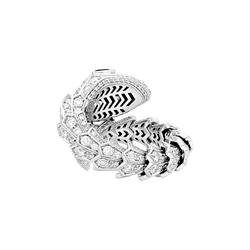 Bague Toi & Moi BULGARI "Serpenti", en or blanc, émeraudes et diamants - Castafiore