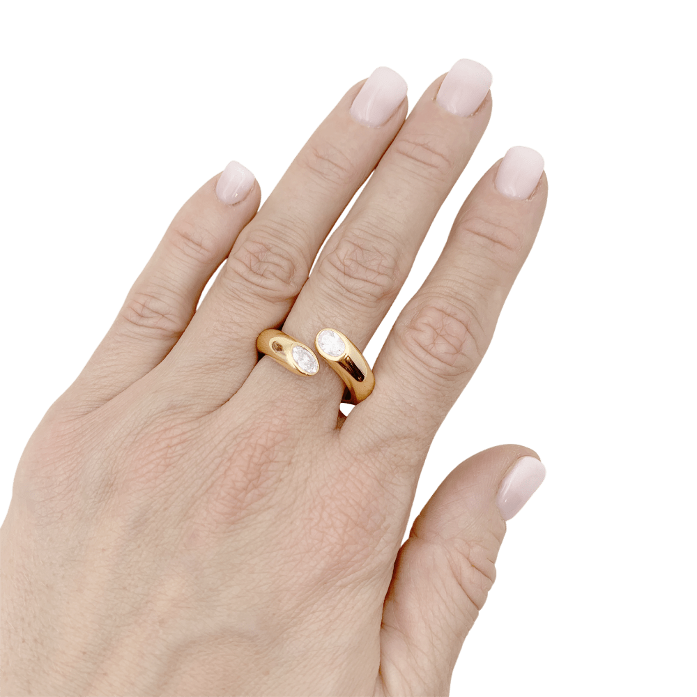 Bague Toi & Moi CARTIER "Ellipse Deux Têtes Croisées" en or jaune et diamants - Castafiore