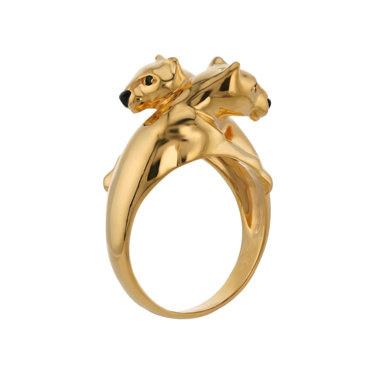 Bague Toi & Moi CARTIER "Panthère" en or jaune, émeraudes et onyx - Castafiore