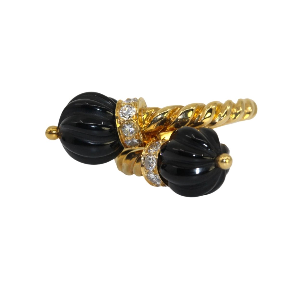 Bague Toi & Moi CHAUMET en or jaune, onyx et diamants - Castafiore