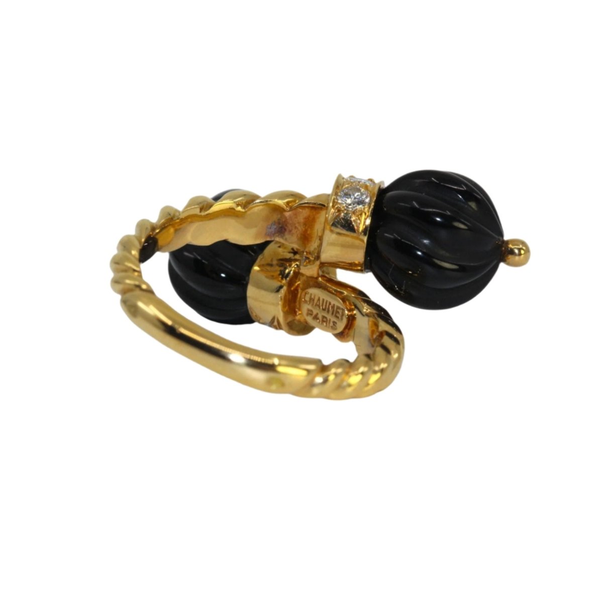 Bague Toi & Moi CHAUMET en or jaune, onyx et diamants - Castafiore