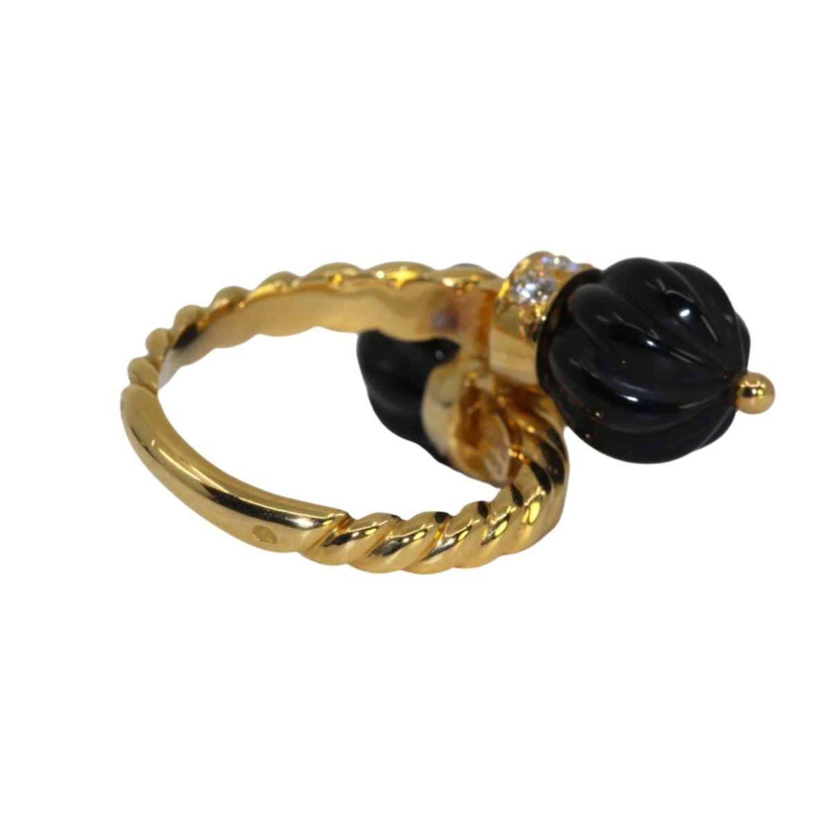 Bague Toi & Moi CHAUMET en or jaune, onyx et diamants - Castafiore