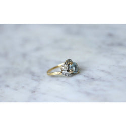 Bague Toi & Moi diamants et aigue marine - Castafiore