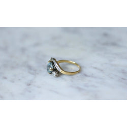 Bague Toi & Moi diamants et aigue marine - Castafiore